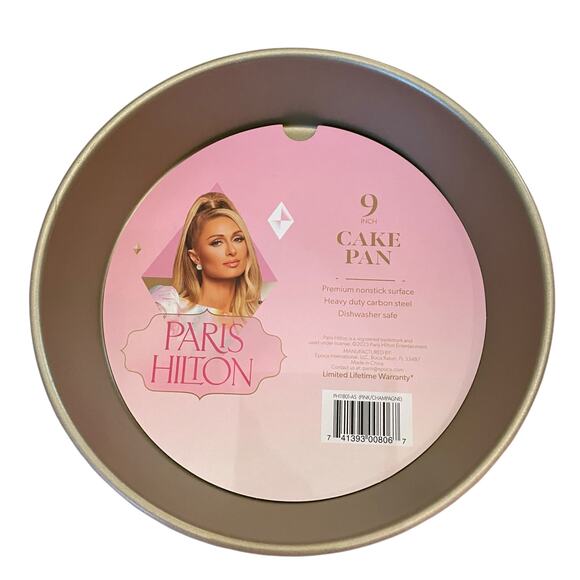 PARIS HILTON 9 inch Cake Pan Bakeware Pink Champagne Nonstick Heavy Duty New - Picture 10 of 13